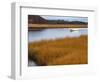 USA, Maine. Boat Anchored in Mousam River-Steve Terrill-Framed Photographic Print