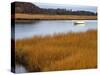 USA, Maine. Boat Anchored in Mousam River-Steve Terrill-Stretched Canvas