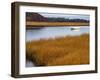 USA, Maine. Boat Anchored in Mousam River-Steve Terrill-Framed Photographic Print