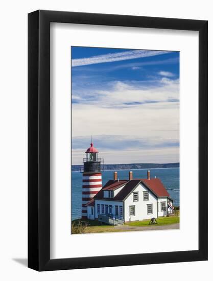 USA, Maine, Lubec. West Quoddy Head Light.-Walter Bibikow-Framed Photographic Print