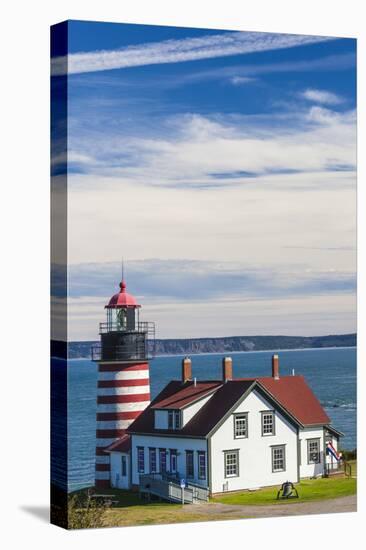 USA, Maine, Lubec. West Quoddy Head Light.-Walter Bibikow-Stretched Canvas