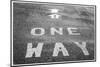 USA, Maine, Mt. Desert Island, Bernard. One-way road sign.-Walter Bibikow-Mounted Photographic Print