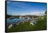 USA, Maine, Ogunquit, Perkins Cove, Boat Harbor-Walter Bibikow-Framed Stretched Canvas