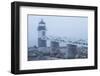 USA, Maine, Port Clyde. Marshall Point Lighthouse in the fog.-Walter Bibikow-Framed Photographic Print