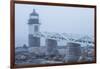 USA, Maine, Port Clyde. Marshall Point Lighthouse in the fog.-Walter Bibikow-Framed Photographic Print