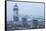 USA, Maine, Port Clyde. Marshall Point Lighthouse in the fog.-Walter Bibikow-Framed Stretched Canvas