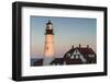 USA, Maine, Portland, Cape Elizabeth, Portland Head Light, lighthouse at dusk-Walter Bibikow-Framed Photographic Print