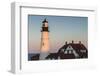 USA, Maine, Portland, Cape Elizabeth, Portland Head Light, lighthouse at dusk-Walter Bibikow-Framed Photographic Print