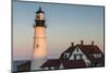 USA, Maine, Portland, Cape Elizabeth, Portland Head Light, lighthouse at dusk-Walter Bibikow-Mounted Photographic Print