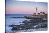 USA, Maine, Portland, Cape Elizabeth, Portland Head Light, lighthouse, dusk-Walter Bibikw-Stretched Canvas