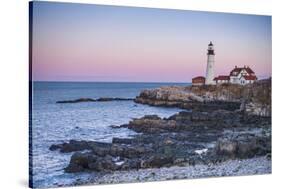 USA, Maine, Portland, Cape Elizabeth, Portland Head Light, lighthouse, dusk-Walter Bibikw-Stretched Canvas