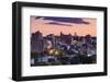 USA, Maine, Portland, skyline from Munjoy Hill at dusk-Walter Bibikow-Framed Photographic Print