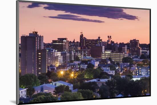 USA, Maine, Portland, skyline from Munjoy Hill at dusk-Walter Bibikow-Mounted Photographic Print