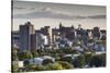 USA, Maine, Portland, skyline from Munjoy Hill, sunset-Walter Bibikow-Stretched Canvas