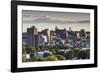 USA, Maine, Portland, skyline from Munjoy Hill, sunset-Walter Bibikow-Framed Photographic Print