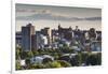 USA, Maine, Portland, skyline from Munjoy Hill, sunset-Walter Bibikow-Framed Photographic Print