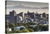 USA, Maine, Portland, skyline from Munjoy Hill, sunset-Walter Bibikow-Stretched Canvas