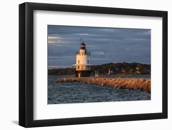 USA, Maine, Portland, Spring Point Ledge Lighthouse, sunset-Walter Bibikow-Framed Photographic Print