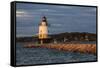 USA, Maine, Portland, Spring Point Ledge Lighthouse, sunset-Walter Bibikow-Framed Stretched Canvas