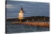 USA, Maine, Portland, Spring Point Ledge Lighthouse, sunset-Walter Bibikow-Stretched Canvas