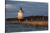 USA, Maine, Portland, Spring Point Ledge Lighthouse, sunset-Walter Bibikow-Stretched Canvas