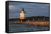 USA, Maine, Portland, Spring Point Ledge Lighthouse, sunset-Walter Bibikow-Framed Stretched Canvas