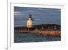 USA, Maine, Portland, Spring Point Ledge Lighthouse, sunset-Walter Bibikow-Framed Premium Photographic Print