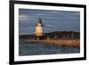 USA, Maine, Portland, Spring Point Ledge Lighthouse, sunset-Walter Bibikow-Framed Premium Photographic Print