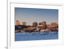 USA, Maine, skyline from South Portland at dawn-Walter Bibikow-Framed Premium Photographic Print