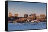 USA, Maine, skyline from South Portland at dawn-Walter Bibikow-Framed Stretched Canvas