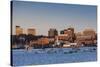 USA, Maine, skyline from South Portland at dawn-Walter Bibikow-Stretched Canvas