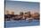 USA, Maine, skyline from South Portland at dawn-Walter Bibikow-Stretched Canvas