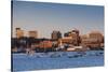 USA, Maine, skyline from South Portland at dawn-Walter Bibikow-Stretched Canvas