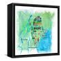 USA Maine Travel Poster Map With Highlights And FavoritesL-M. Bleichner-Framed Stretched Canvas