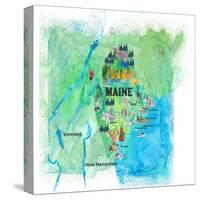 USA Maine Travel Poster Map With Highlights And FavoritesL-M. Bleichner-Stretched Canvas