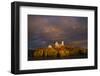 USA, Maine, York Beach, Nubble Light Lighthouse with Christmas decorations, sunset-Walter Bibikow-Framed Photographic Print