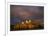 USA, Maine, York Beach, Nubble Light Lighthouse with Christmas decorations, sunset-Walter Bibikow-Framed Photographic Print