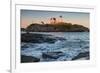 USA, Maine, York, Nubble Light Lighthouse at dusk-Walter Bibikow-Framed Premium Photographic Print