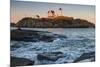 USA, Maine, York, Nubble Light Lighthouse at dusk-Walter Bibikow-Mounted Premium Photographic Print