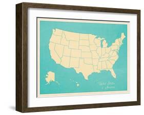 USA Map (blue)-Sparx Studio-Framed Giclee Print