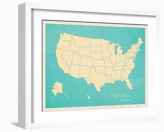 USA Map (blue)-Sparx Studio-Framed Giclee Print