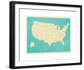 USA Map (blue)-Sparx Studio-Framed Giclee Print