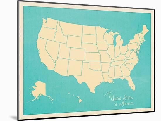 USA Map (blue)-Sparx Studio-Mounted Giclee Print