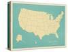 USA Map (blue)-Sparx Studio-Stretched Canvas
