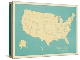 USA Map (blue)-Sparx Studio-Stretched Canvas