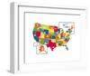 USA Map (bright)-Katelyn Lynch-Framed Art Print