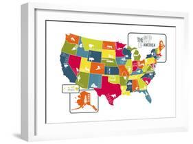 USA Map (bright)-Katelyn Lynch-Framed Art Print