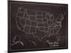 USA Map (chalk)-Sparx Studio-Mounted Art Print