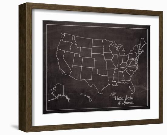 USA Map (chalk)-Sparx Studio-Framed Giclee Print