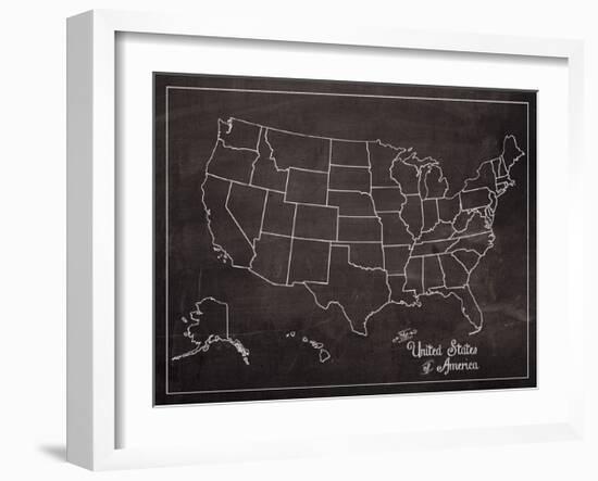 USA Map (chalk)-Sparx Studio-Framed Giclee Print